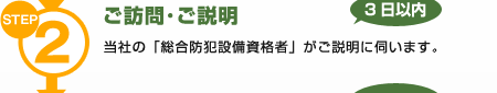 STEP2 ご訪問･ご説明 当社の「総合防犯設備資格者」がご説明に伺います。(3日以内)