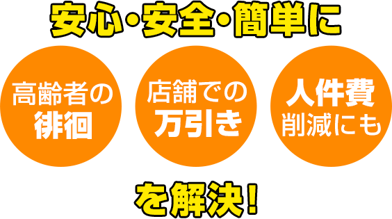 安心・安全・簡単に高齢者の徘徊、店舗での万引き、人件費削減を解決